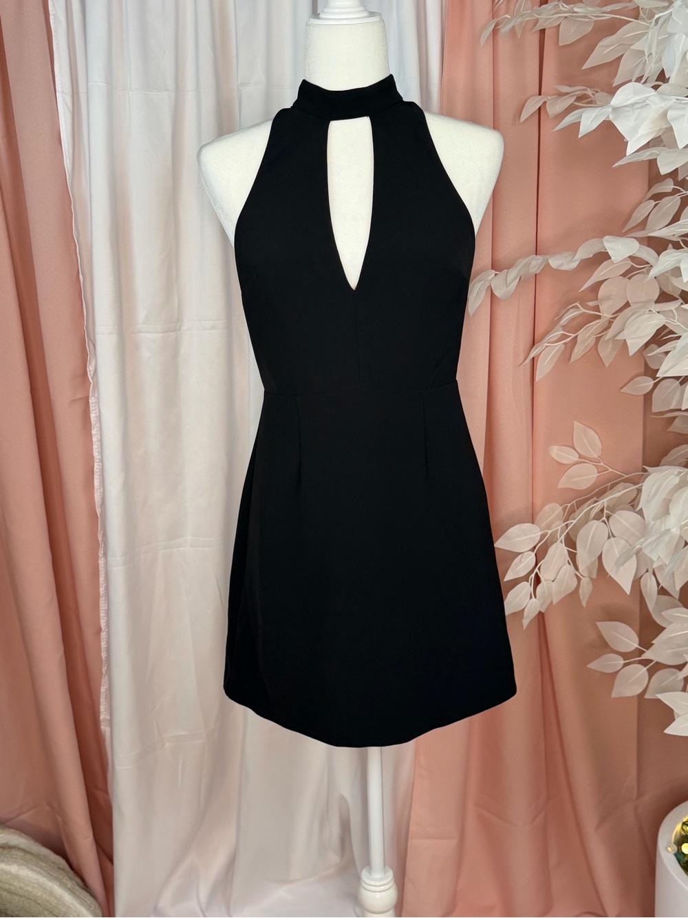Express Black Halter Keyhole Mini Dress